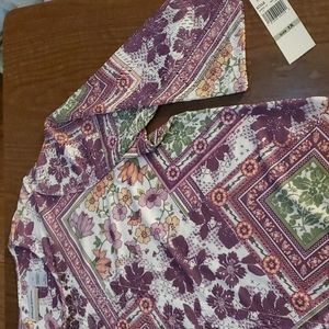 Alfred Dunner  3/4 sleeve top. Floral boho print purple, pinks and green. 1X NWT